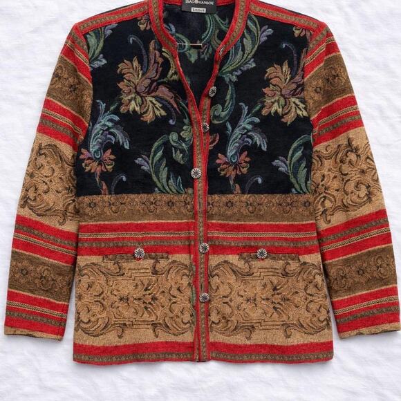 Sag Harbor Jackets & Blazers - Grannycore Saag Harbor Vintage Cottagecore Boho  tapestry jacket
